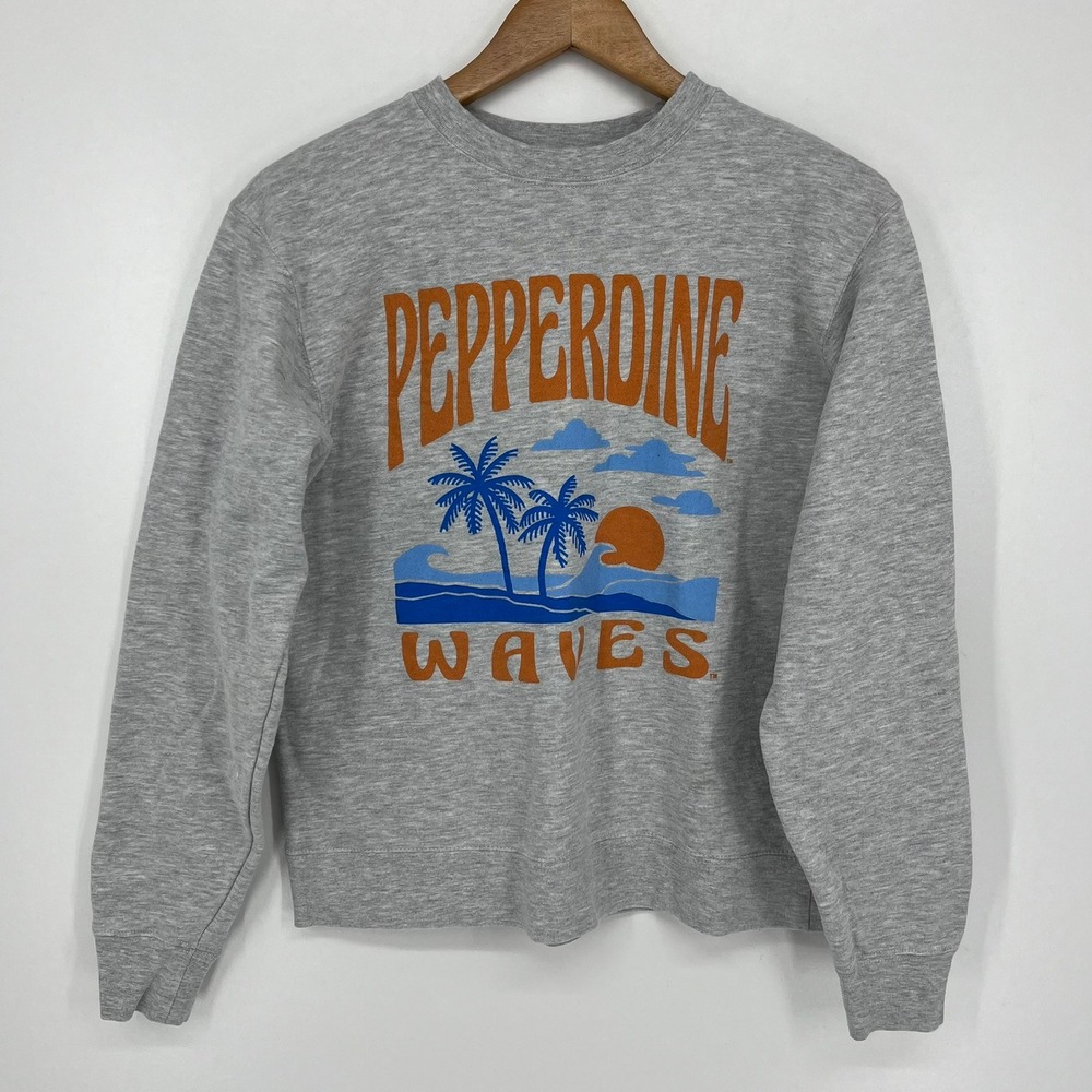 Uscape Apparel Pepperdine Waves Sweatshirt Gray XS Collegiate Graphic Pullover
